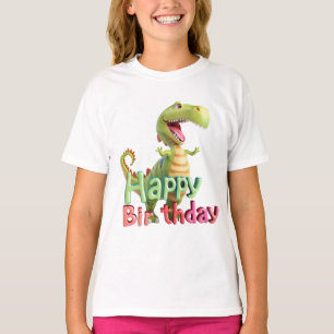 Camiseta Feliz Aniversário Dinossauro – design divertido de