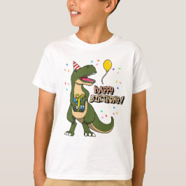 Camiseta Feliz Aniversário Dinossauro T-Rex
