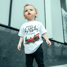 Camiseta Feliz Aniversário do Comboio Vermelho "Seu Nome"