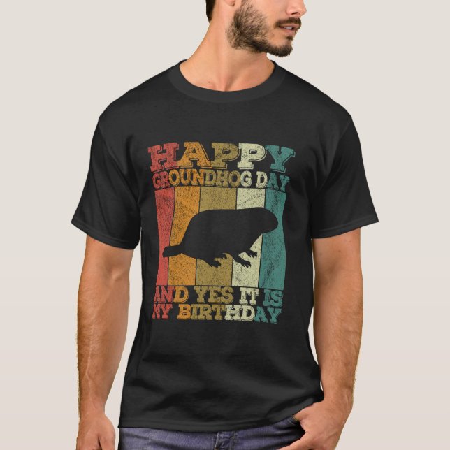 Camiseta Feliz aniversário do Dia da Marmota no segundo de  (Frente)
