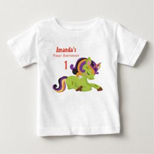 Camiseta Feliz aniversário do Frankenstein Unicorn no Dia 