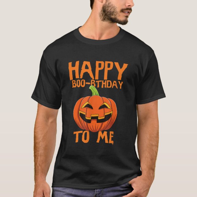 Camiseta Feliz aniversário do Halloween Boorday Para mim Pu (Frente)