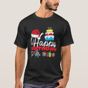 Camiseta Feliz aniversário do Natal Bolo de aniversário par