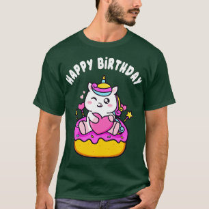 Camiseta Feliz aniversário do Unicórnio Bolo com Crianças B