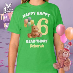 Camiseta Feliz aniversário do ursinho personalizado Urso de