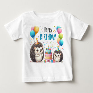 Camiseta Feliz Aniversário dos Hedgehogs Gerados