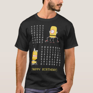 Camiseta Feliz Aniversário Encantador de Código Binário de 