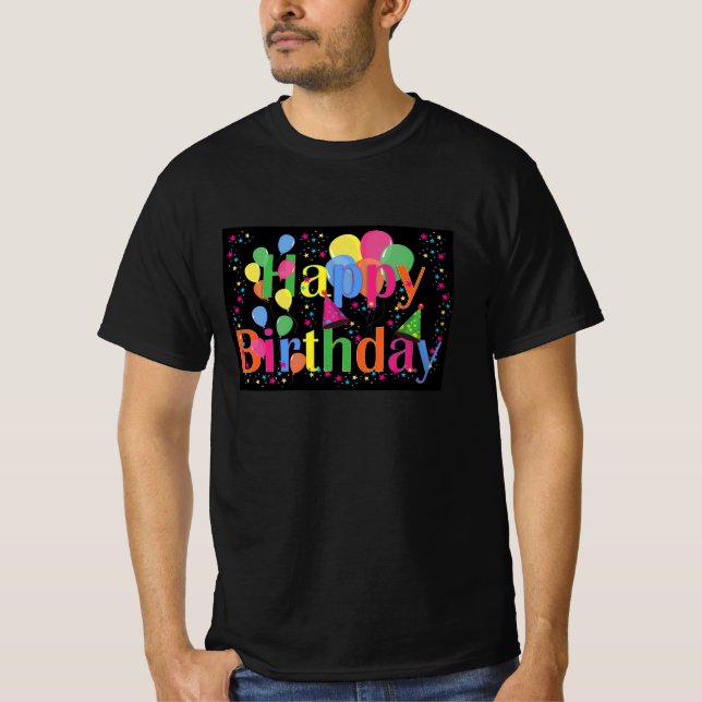 Camiseta Feliz aniversário, festiva comemoração de aniversá (Frente)