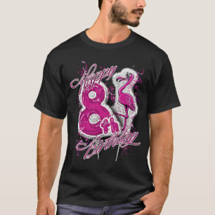 Camiseta Feliz aniversário Flamingo Balloon Girl 8 8th Y