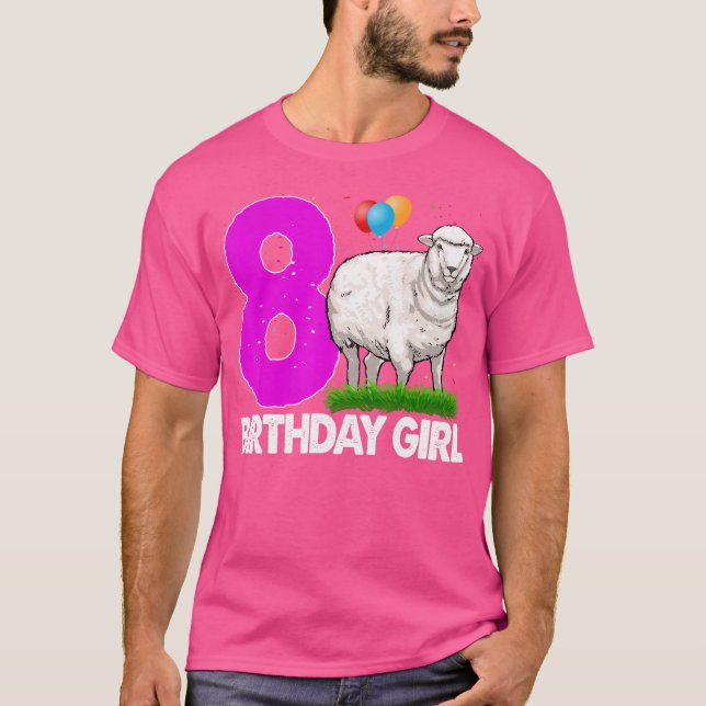 Camiseta Feliz Aniversário Garota 8 Branca Ovelhas (Frente)
