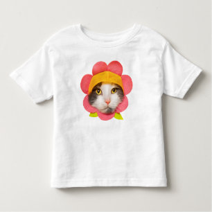 Camiseta Feliz Aniversário Gato Bonito de Flor