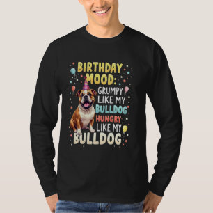Camiseta Feliz Aniversário Gift Inglês Buldogue Dog