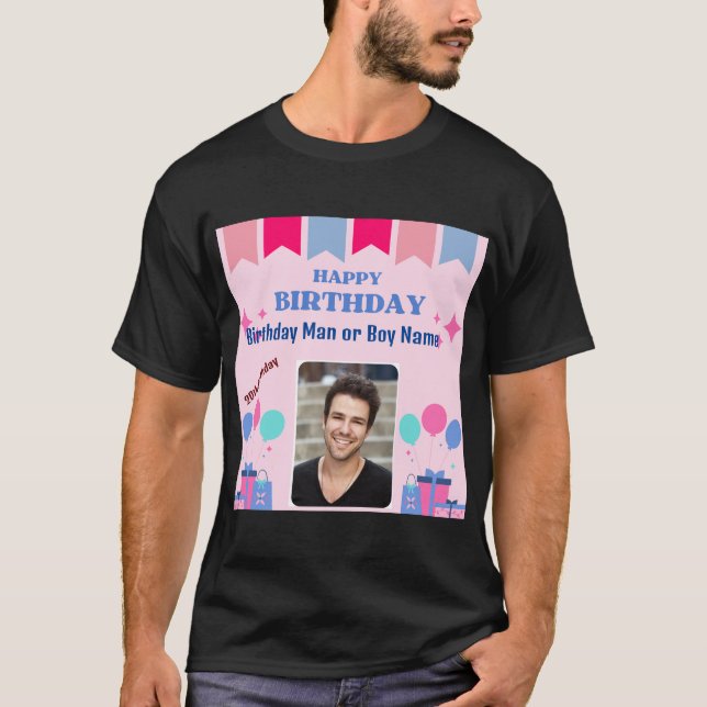 Camiseta Feliz Aniversário Imagem de Texto Deseja Meninos M (Frente)