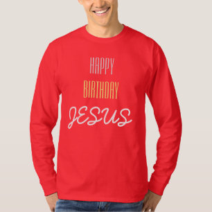 Camiseta Feliz aniversário JESUS - Cereja, Branco e Limão