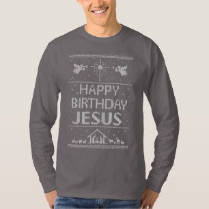 Camiseta Feliz aniversario Jesus da camisola feia do Natal