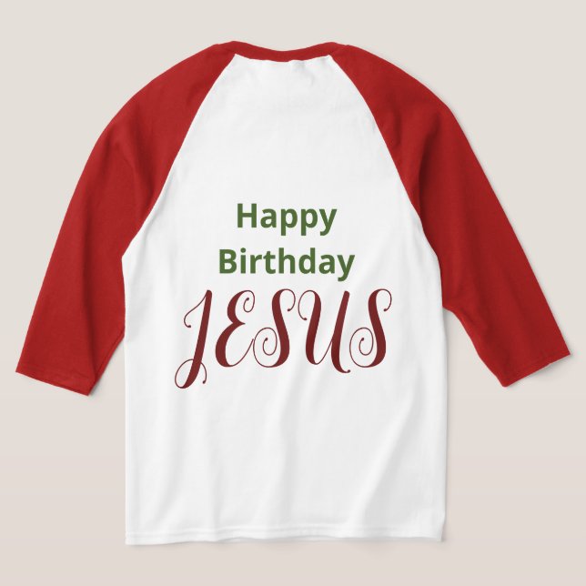 Camiseta Feliz aniversário JESUS Natal clássico moderno (Postura das costas)