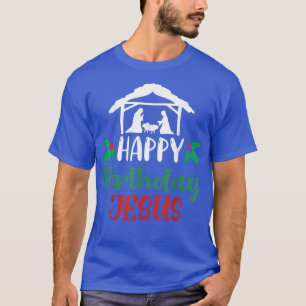 Camiseta Feliz aniversário Jesus Natal Natal Natal Natal Na