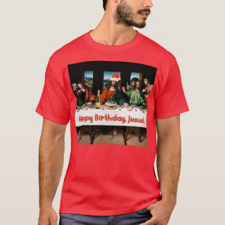 Camiseta Feliz Aniversário Jesus Tema Engraçado de Natal