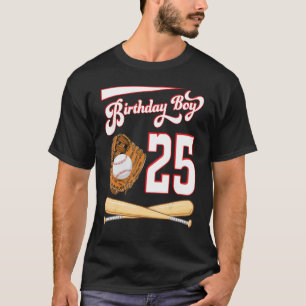 Camiseta Feliz Aniversário Jogador De Beisebol De 25 Anos D