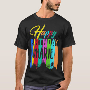 Camiseta Feliz Aniversário Marie Personalizada Nome Dif Per