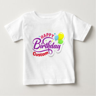 Camiseta Feliz Aniversário Moderno Elegante Nome Personaliz