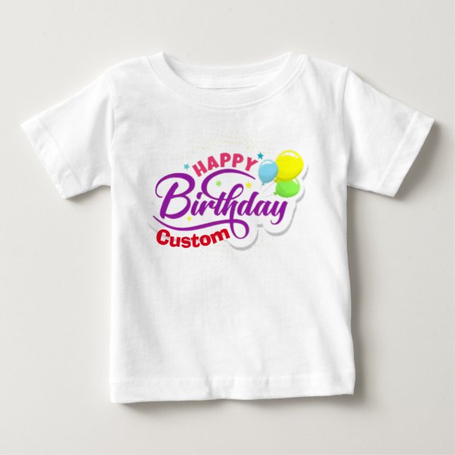 Camiseta Feliz Aniversário Moderno Elegante Nome Personaliz (Frente)