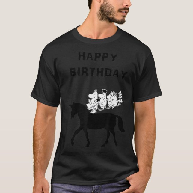 Camiseta feliz aniversário Monomin unicórnio engraçado (Frente)