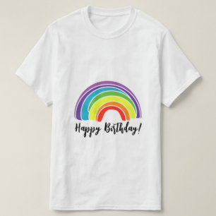 Camiseta Feliz aniversário no Rainbow Theme Party