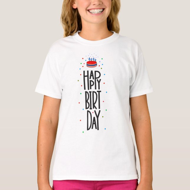 Camiseta Feliz aniversário para a design de vestimenta (Frente)