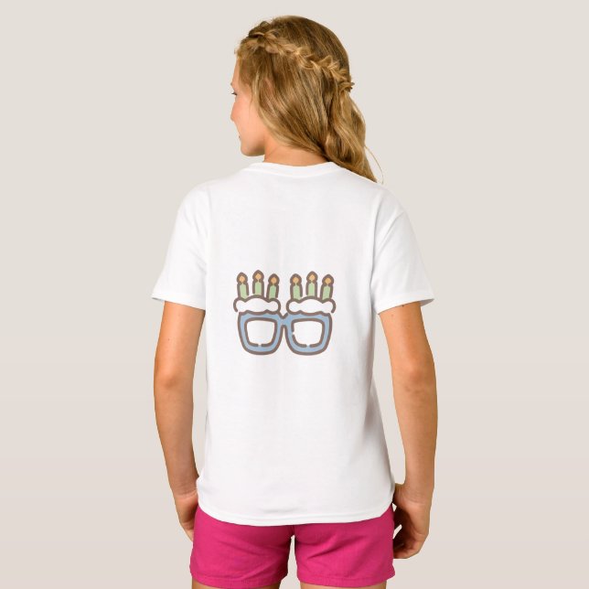 Camiseta Feliz Aniversário para meninas (Parte Traseira Completa)