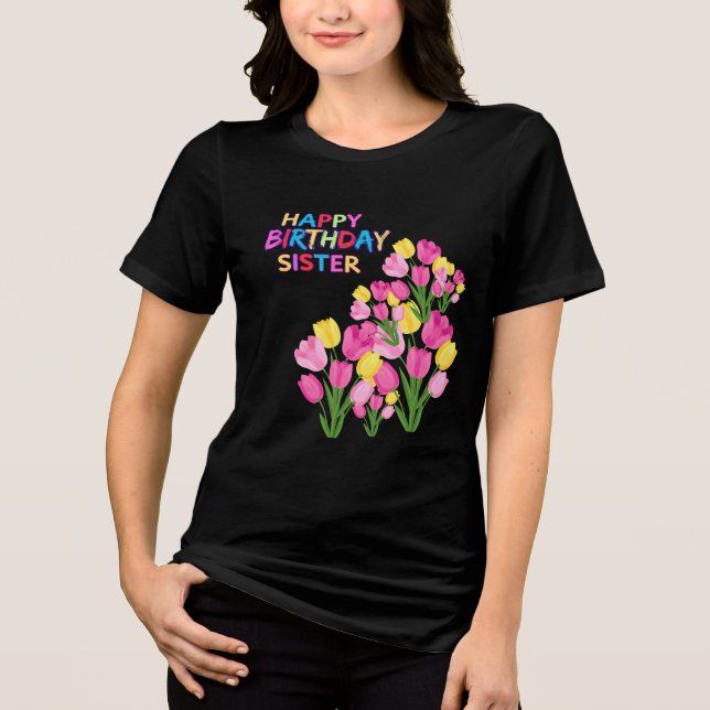 Camiseta Feliz aniversário para minha irmã personalizada (Frente)