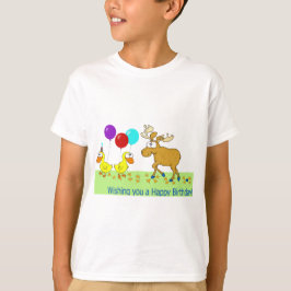 Camiseta Feliz Aniversário Pato Pato Alce