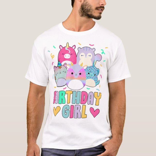 Camiseta Feliz Aniversário Rapariga Esquadrão Mallow Menina (Frente)