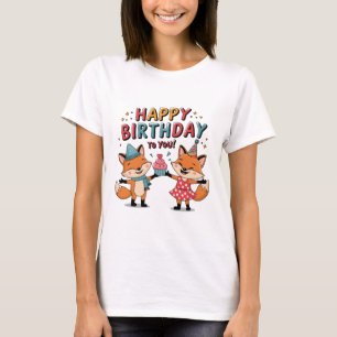 Camiseta Feliz Aniversário Raposas