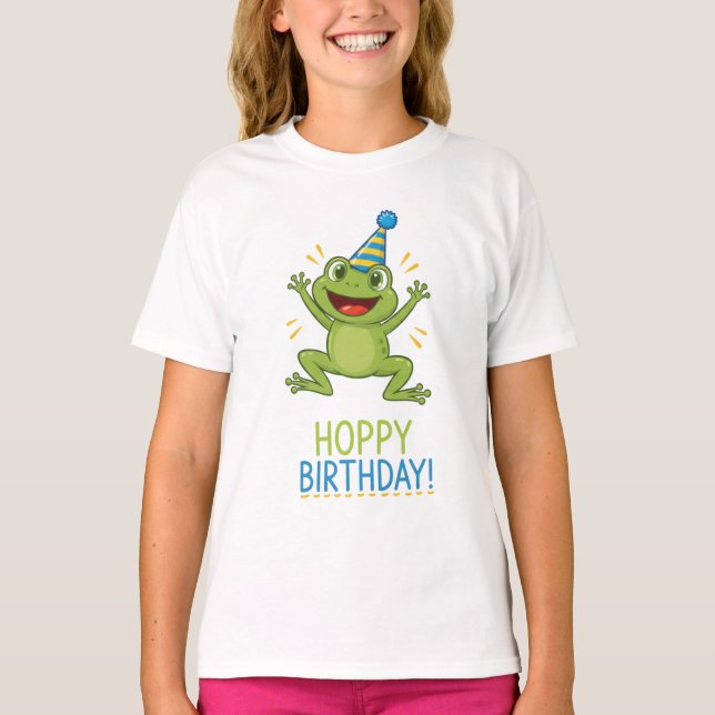 Camiseta Feliz Aniversário Sapo Divertido Crianças (Frente)