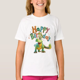 Camiseta Feliz Aniversário Saudações de Dinossauro – Festa