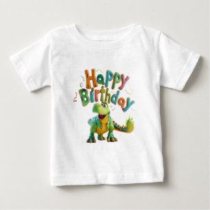 Camiseta Feliz Aniversário Saudações de Dinossauro – Festa 
