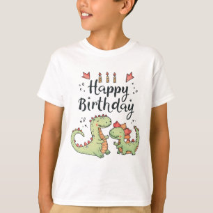 Camiseta Feliz Aniversário Sinal de Dinossauro – Crianças d