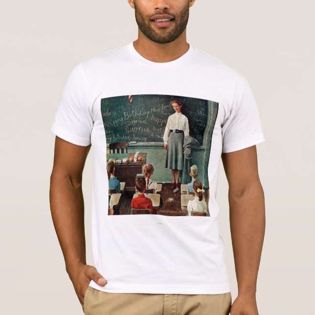 Camiseta Feliz aniversário, Srta. Jones por Norman Rockwell (Frente)
