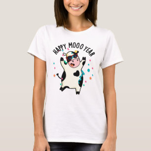 Camiseta Feliz Ano da Moo Engraçado Vaca