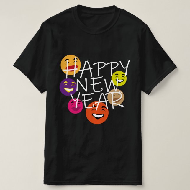 CAMISETA FELIZ ANO EMOJIS (Frente do Design)