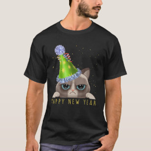 Camiseta Feliz ano novo 2022 Festa Engraçada de Gato do Ano