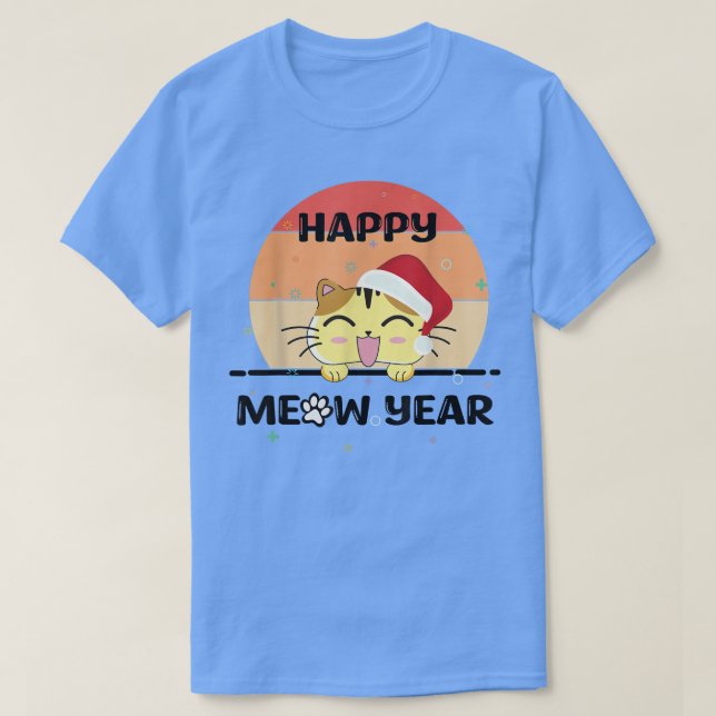 Camiseta feliz ano novo 2023 com gato engraçado (Frente do Design)