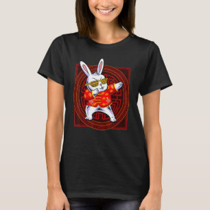 Camiseta Feliz ano novo 2023 Rabbit Dabbing Chinês 12 Zodi