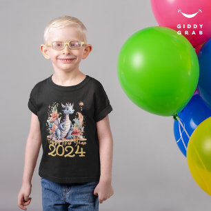 Camiseta Feliz ano novo 2024 Dragão Negro Chinês