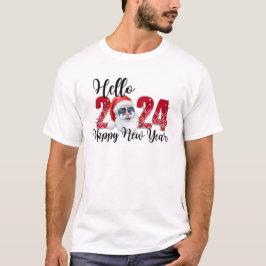 Camiseta Feliz ano novo 2024 Feliz Papai noel
