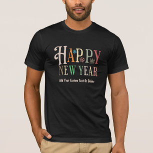 Camiseta Feliz ano novo 2024 Retro colorido da Véspera de a