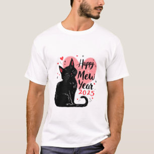 Camiseta Feliz Ano Novo 2025 Anos novos Engraçados de Gato