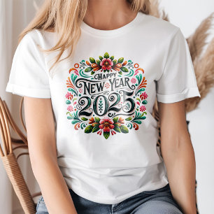 Camiseta "Feliz ano novo 2025" Colorida Fiesta Mexicana