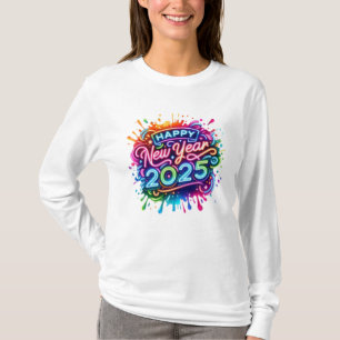 Camiseta Feliz ano novo 2025 Png, Design de sublimação